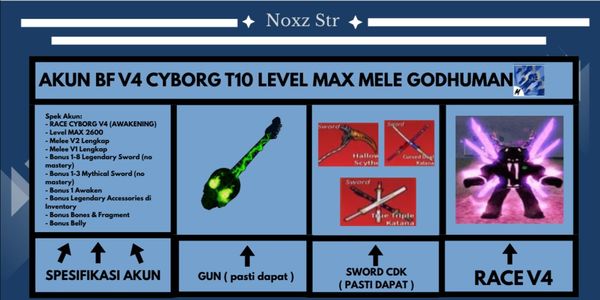 akun blox fruit level max, v4 cyborg ( cdk + goodhuman ) + ( full skill )