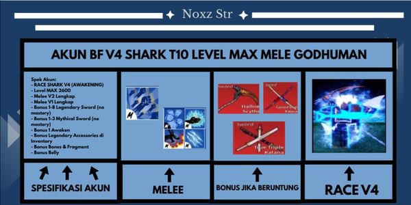 akun level max, v4 shark full gear + goodhuman full skill