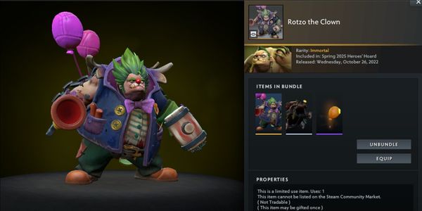 "Rotzo the Clown (Pudge Set Immortal) Spring 2025 Heroes Hoard"