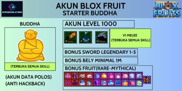 Akun Blox Fruit Starter Buddha [All Skills Unlocked]