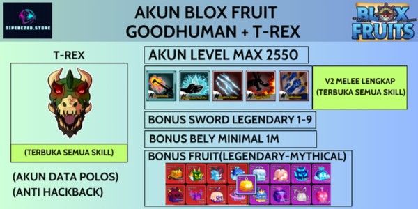 Akun Blox Fruit Trex [All Skills Unlocked]