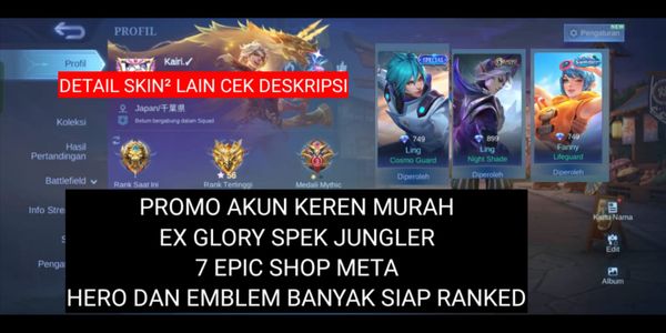 COOL ACCOUNT PROMO EX GLORY SPECS JUNGLER HERO AND EMBLEM MANY READY RANKED