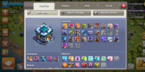 NINJA WARRIOR - TOWNHALL 13 HAMPIR MAX LEVEL HERO TINGGI GEMS BANYAK (8 SKILL EPIC ON)