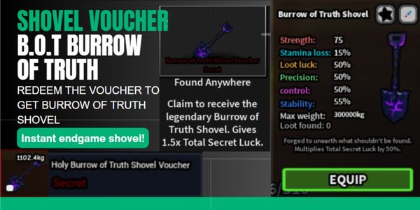 Shovel Voucher Burrow Of Truth | Instant Shovel Voucher Dig It RBL
