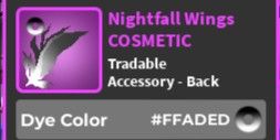 World Zero I Nightfall Wings #FFADED