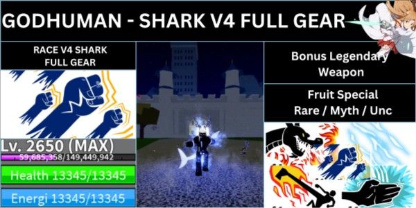 ACC BLOX FRUIT SHARK V4 FULL GEAR GOD HUMAN