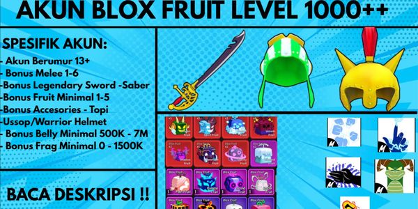 PROMO ACCOUNT BLOX FRUIT LEVEL 1000+ BONUS FRUIT !!