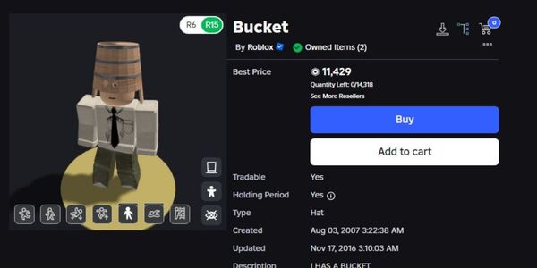 Beli Item Limited Item RBL Bucket Roblox Terlengkap Dan Termurah Maret Thumbnail 