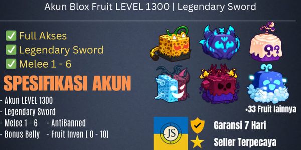 Blox Fruit Account Level 1300 | Bonus Legendary Sword !