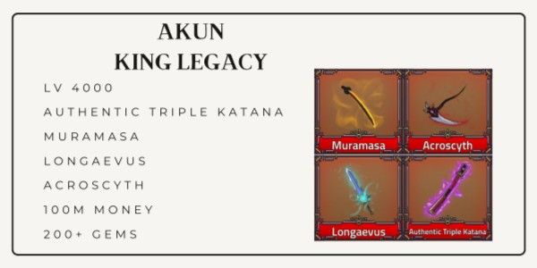 AKUN KING LEGACY - ATK, MURAMASA, LONGAEVUS, ACROSCYTH