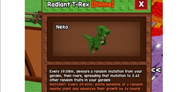 Radiant T-rex - Grow a Garden