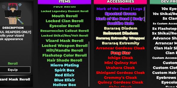 Mask Reroll (ARRANCAR ONLY) | TYPE://SOUL