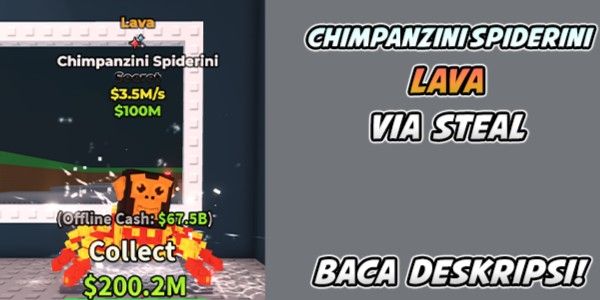 Objet 'Steal A Brainrot' - Chimpanzini Spiderini Lava Secret, 1.9M$/s - Neuf Pour Jeu Vidéo
