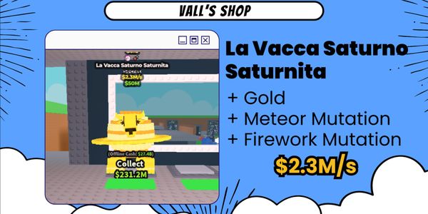 Gold La Vacca Saturno Saturnita + Meteor + Firework - Secret - Steal a Brainrot