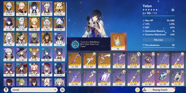 Compte Genshin Impact Asia AR57 - Très Bon état - Personnages Et équipements Inclus