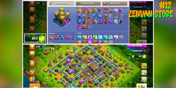 #12 Clash of Clans تاون هول 13 | مستوى 235 | الملك 75 الملكة 75 الحارس 50 البطلة 20 + الحيوانات الأليفة مفتوحة | معدات الأبطال مستوى 5–10 | ديكور الأدغال | تعويذات مكتملة وقاعدة قوية