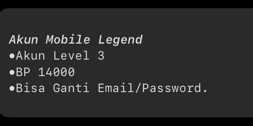 New Mobile Legend Account