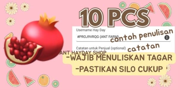 10 pcs Delima / Pomegranate - Crops Hayday