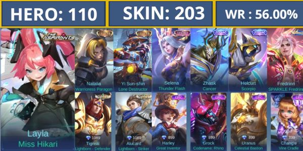 ACCOUNT SAFE ASPIRANT LAYLA | COLLECTOR NATA YI SUN SHIN | ZODIAK HELCURT ZHASK | LOTS OF EPIC GG SKINS