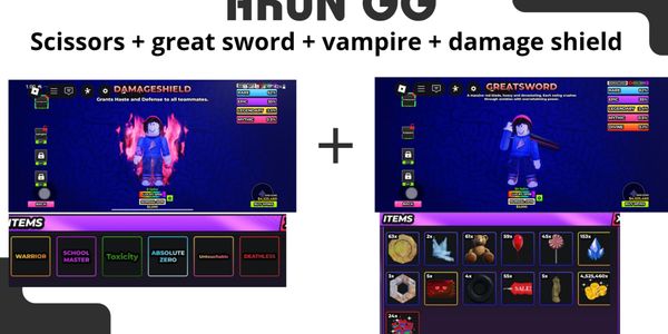 Hunty Zombie - SCISSORS + GREAT SWORD + DAMAGE SHIELD + VAMPIRE - Akun - Account
