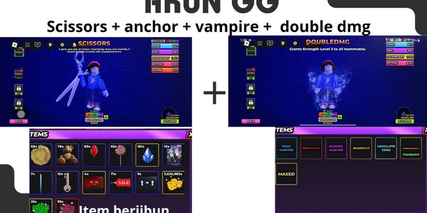 Hunty Zombie - SCISSORS + GREAT SWORD + DAMAGE SHIELD + VAMPIRE - Akun - Account
