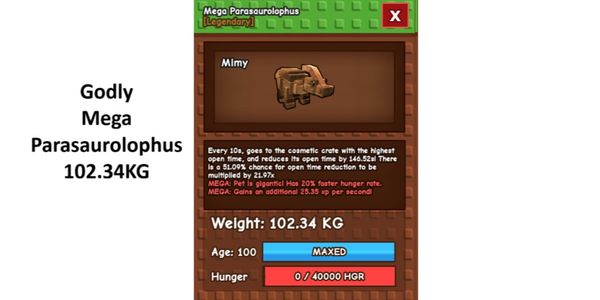 Godly Mega Parasaurolophus 102KG