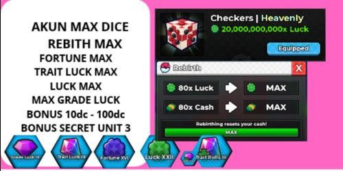 MAX ACCOUNT DICE MAX REBIRTH BONUS DESCRIPTION