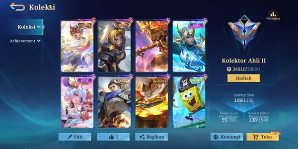 Mobile Legends विशेषज्ञ कलेक्टर अकाउंट - कई हीरो और स्किन्स