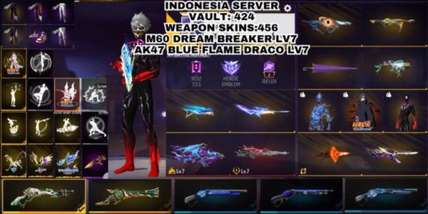 FREE FIRE ACCOUNT EVOGUN AND SG2