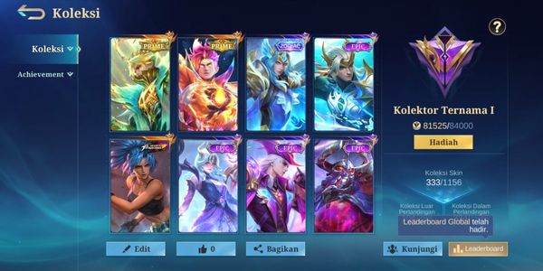 Mobile Legends अकाउंट शानदार - ढेर सारी स्किन्स और मैक्स इम्बलम