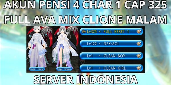 COMPTE PENSI 4 PERSOS 1 CAP MAX NIVEAU 325 SERVEUR INDONÉSIE, FULL AVA MIX CLIONE MALAM, PRÊT À UTILISER FULL RESET, VIA MQ, ANTI HACKBACK, SUPER PAS CHER