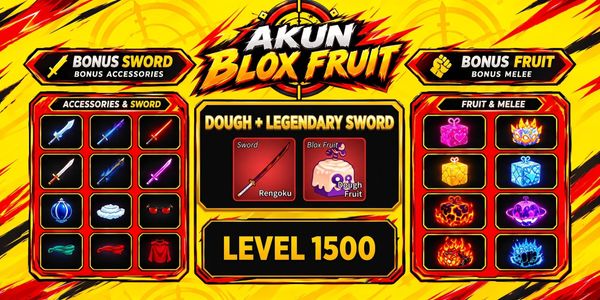 Akun Blox Fruit (Level 1500) – Dough + Legendary Sword