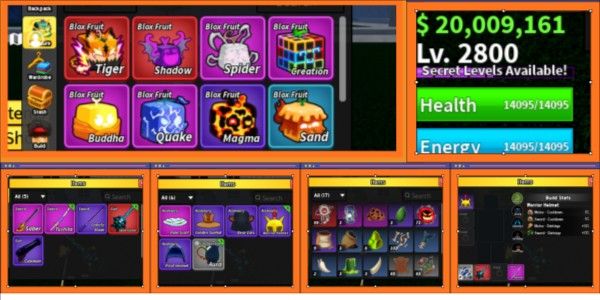 MAX LEVEL ACCOUNT TIGER FRUIT IN INVENTORY + BONUS - BLOX FRUITS