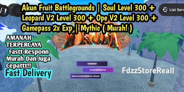 Account Fruit Battlegrounds Ope V2 Lv300 + Leopard V2 Lv300 + Soul Lv300 + 2x EP