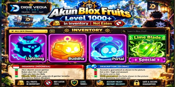 Lightning | Buddha | Portal | Bonus Limited Skin | Fruit in Inventory | Not Eaten | Blox Fruits Account