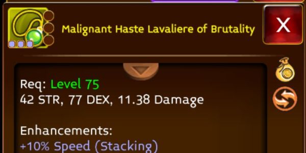 Speed Set lvl 75 - Malignant Set 32ms+50gl