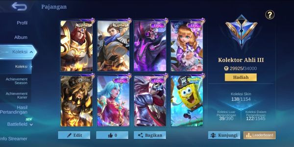 #002 MOBILE LEGEND ACCOUNT | EXPERT COLLECTOR | COOL SKIN