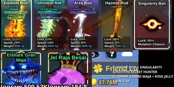 ELEMENT ROD ACCOUNT + BAIT, EXPENSIVE SECRET BONUS.