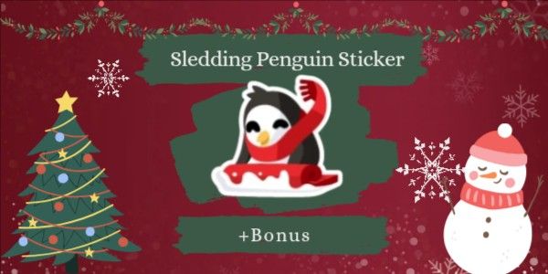 Sledding Penguin Sticker + Bonus