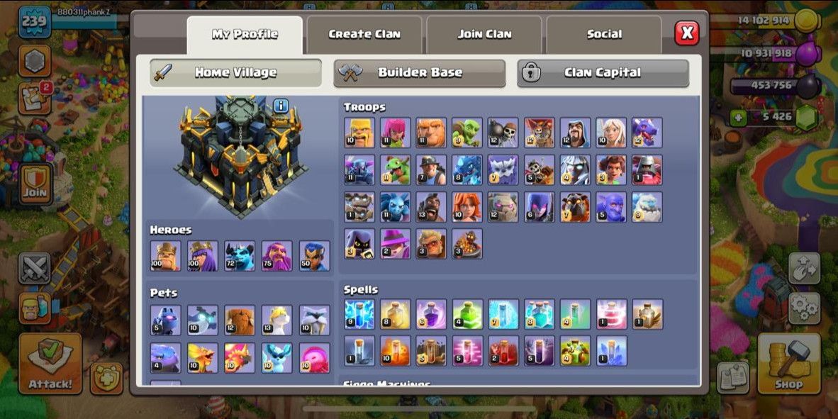 PAINTER SCENERY | GOOD ACCOUNT | DEFF 98% MAX | TH17 ALMOST | EXP 239 | 880311phankz | HERO 100 100 72 75 50 | GEMS 5426 | CN 2000 2