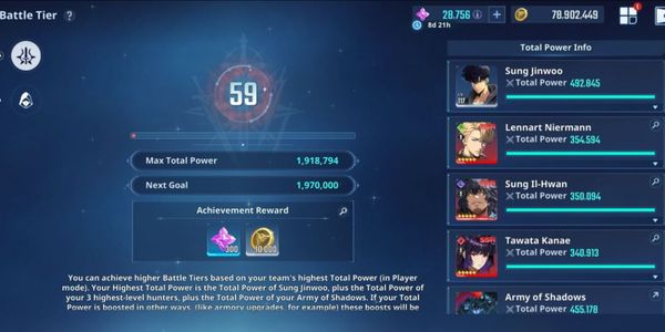 ACCOUNT 280++ SSR + BATTLE TIER 59 POWER 1.9M + ESSENCE 29K + 2 HUNTER COLLAB FRIEREN + 8 PAID SKINS + 11 LIMITED SKINS + SJW POWER 493K ATTACK 52K