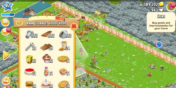 Level 80 | Barn Storage 6000+ | Silo Storage 2000+ | Coins 3M+ | Land Open | Items Barn expand Material