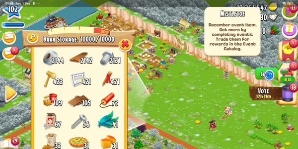 Level 100 | Barn Storage 10000+ | Silo Storage 3000+ | Coins 10+ | Land Open | Random items Material