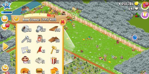 Level 80 | Barn Storage 4000+ | Silo Storage 1000+ | Coins 2M+ | Land Open | items Material barn