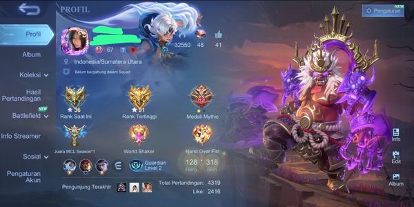 Akun Sultan #7 (Legend Franco, Ducati Irithel, KoF Gusion & Masha & Karina, Prime Granger, dll) - Mobile Legends: Bang Bang
