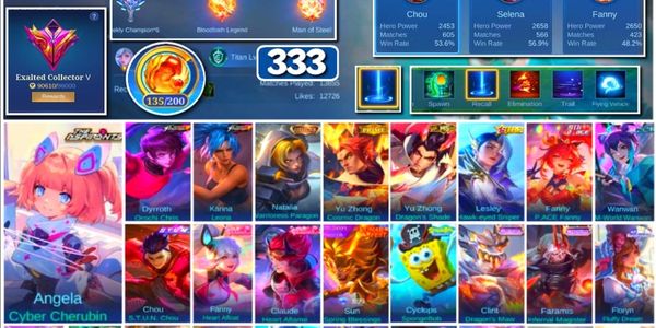 #3517 | 333 Skins | Collector Natalia | Aspirant Angela | Prime Yu Zhong | M-World Wanwan | Stun Chou | KoF Dyroth Karina | SpongeBob | Many Limited