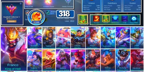 #3573 | 318 Skins | Legend Franco | Collectors Gusion Natalia | Aspirant Angela | Sanrio Claude Floryn | Stun Selena | KoF Karina