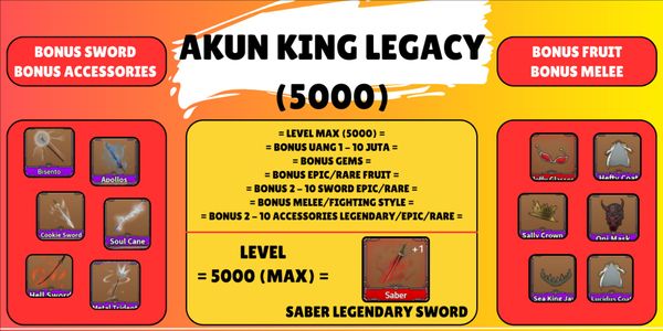 Akun King Legacy (Level Max) - Saber (Legendary Sword)