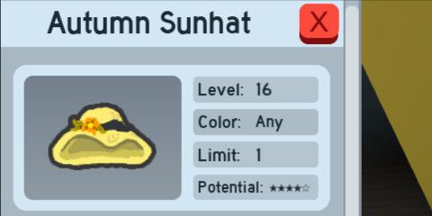 Bee Swarm Simulator - Autumn Sunhat (Unwax 9 wfc 4 pot)
