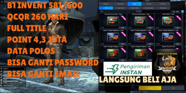 B1 INVENTORY 581/600 QCQR 260 DAYS FULL TITLE POINT 4.3 MILLION WEAPONS, CHARACTERS, MANY ITEMS [JUST BUY IT]